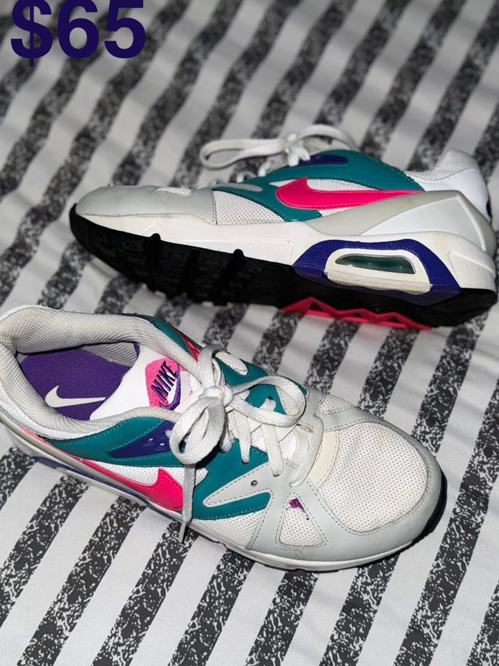 Nike White Athletic Sneakers with Teal, Pink & Purple Accents